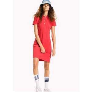Tommy Hilfiger dámské červené polo šaty Essential - L (690)